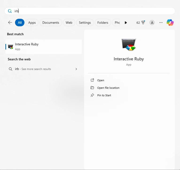 Irb start menu